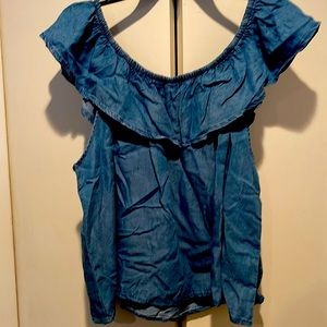 Off the Shoulder Denim Blouse